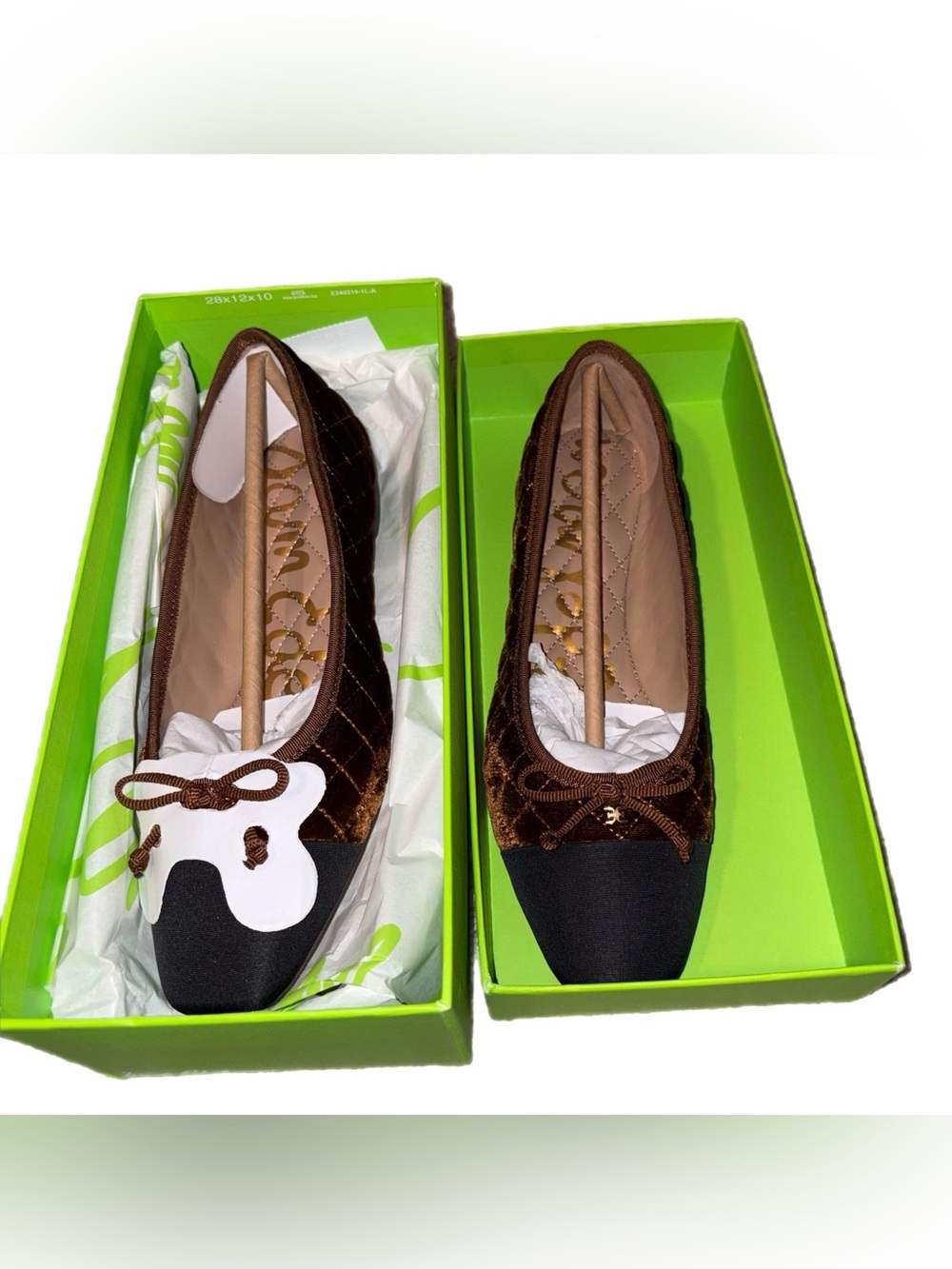 Sam Edelman Marilyn Ballet Flat Camel Velvet Size 7 1/2 New In Box - Picture 6 of 7